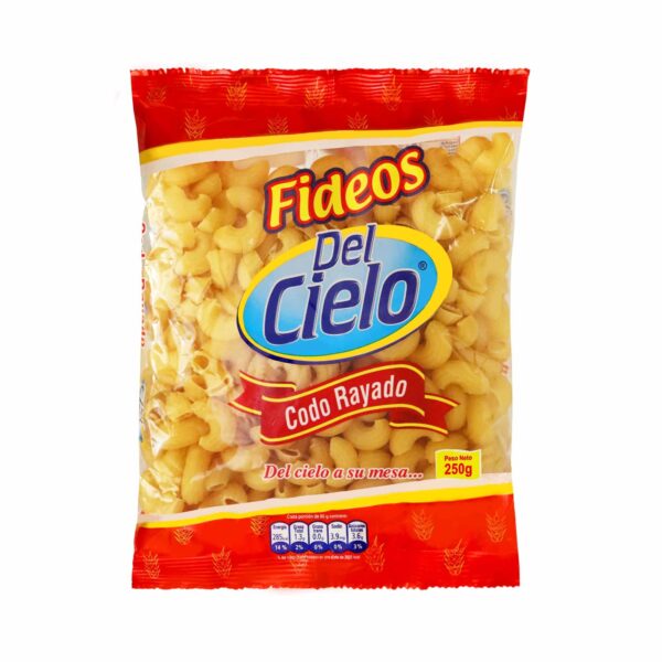 Fideos Codo Rayado 250 gr Del Cielo - Imagen 1